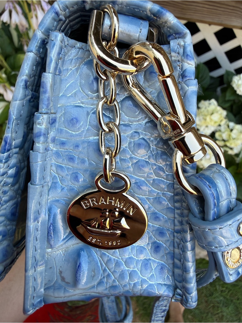 Brahmin Minuette Crossbody Clutch Heavenly Blue Croc Embossed Melbourne Leather - Picture 4 of 9